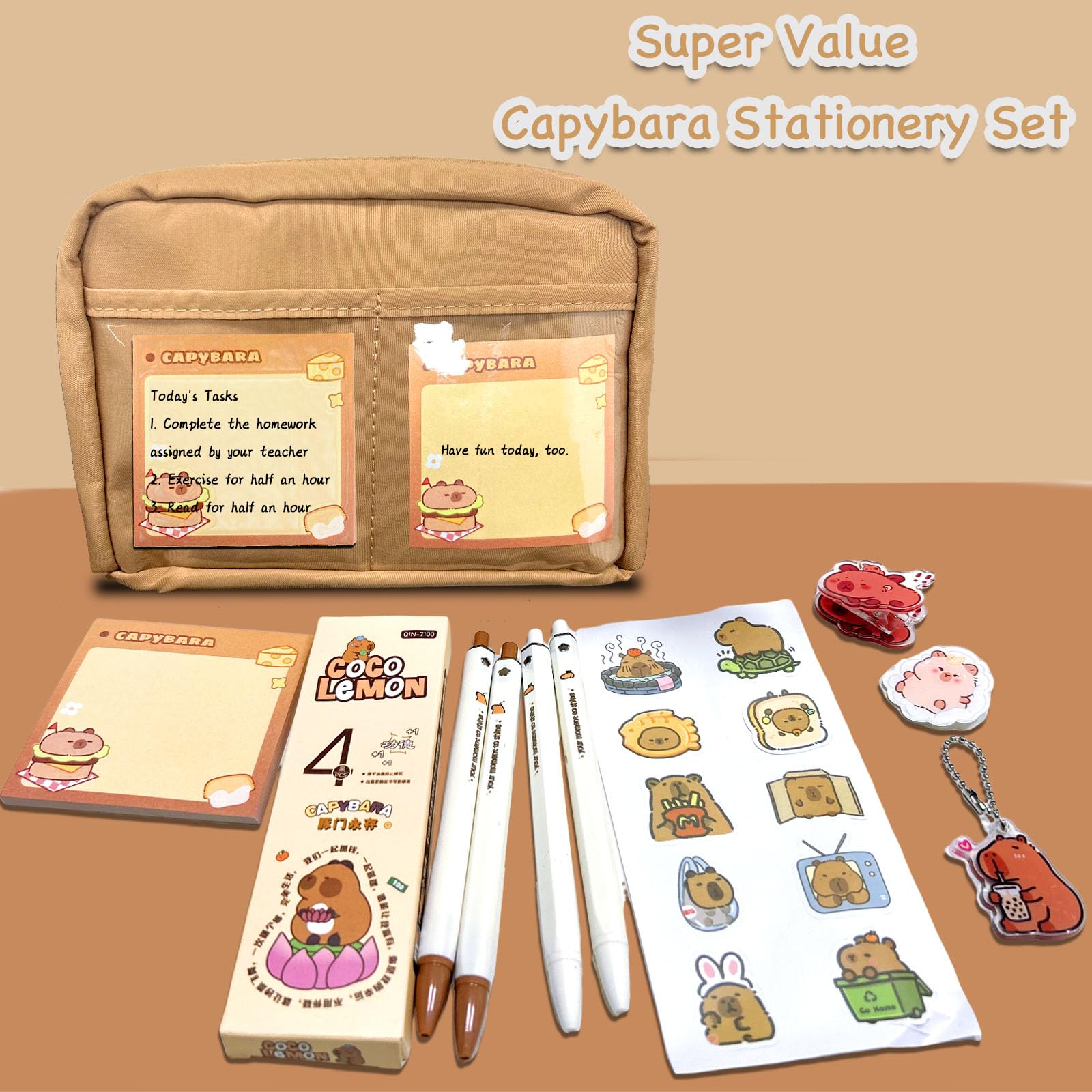 OptiPlay Capybara Pencil Case, Capybara Stationery Set, Capybara Stationery Set Include Capybara Pencil Case - Image 4
