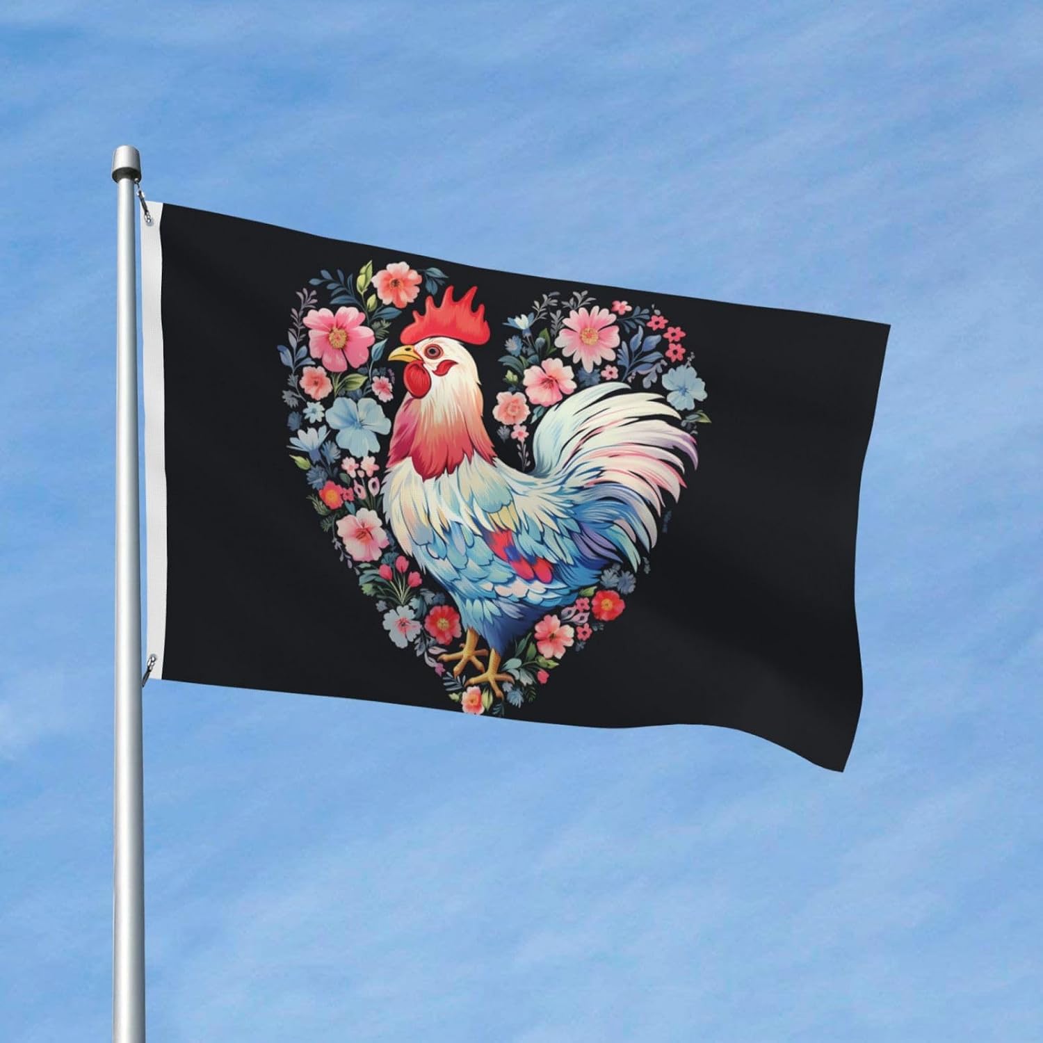 Flower heart chicken Flag for Outside Double Sided, 3x5 FT image 2