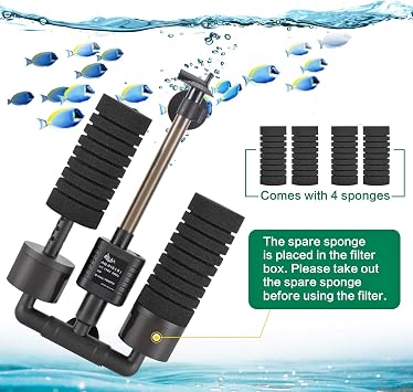 AQQA Aquarium Electric Power Sponge Filter,3W/5W Submersible Foam Filter