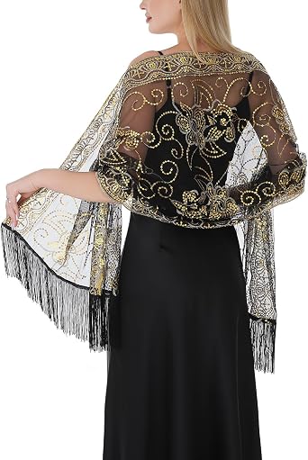 Shawls and Wraps for Evening Dresses Sparkly Butterfly Sequin Sheer Shawl Wraps for Women Wedding Gifts
