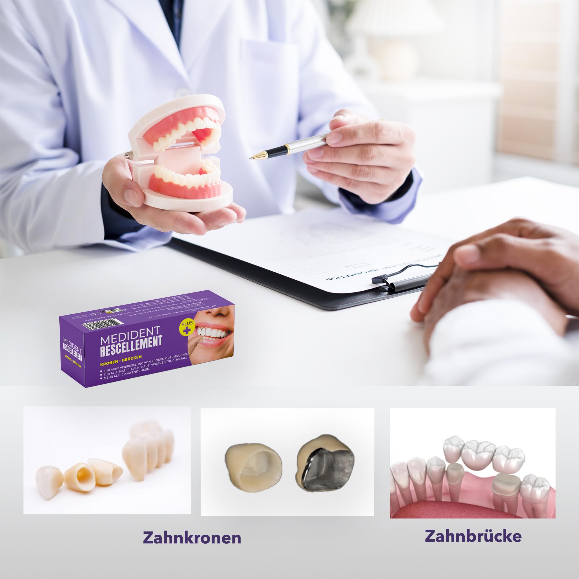 MEDIDENT RESCELLEMENT PLUS © FÜR DAS WIEDEREINSETZEN VON KRONEN ODER BRÜCKEN – Mit verstärkter Haftung
