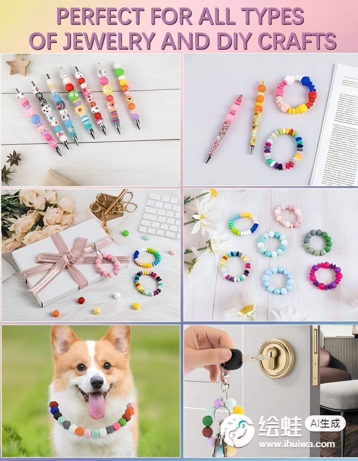 427PCS 15mm Silicone Beads for Keychain Making, Mixed Silicone Bead Bulk, Round Rubber Beads for Keychains DIY Pen Bracelets and Necklace Making