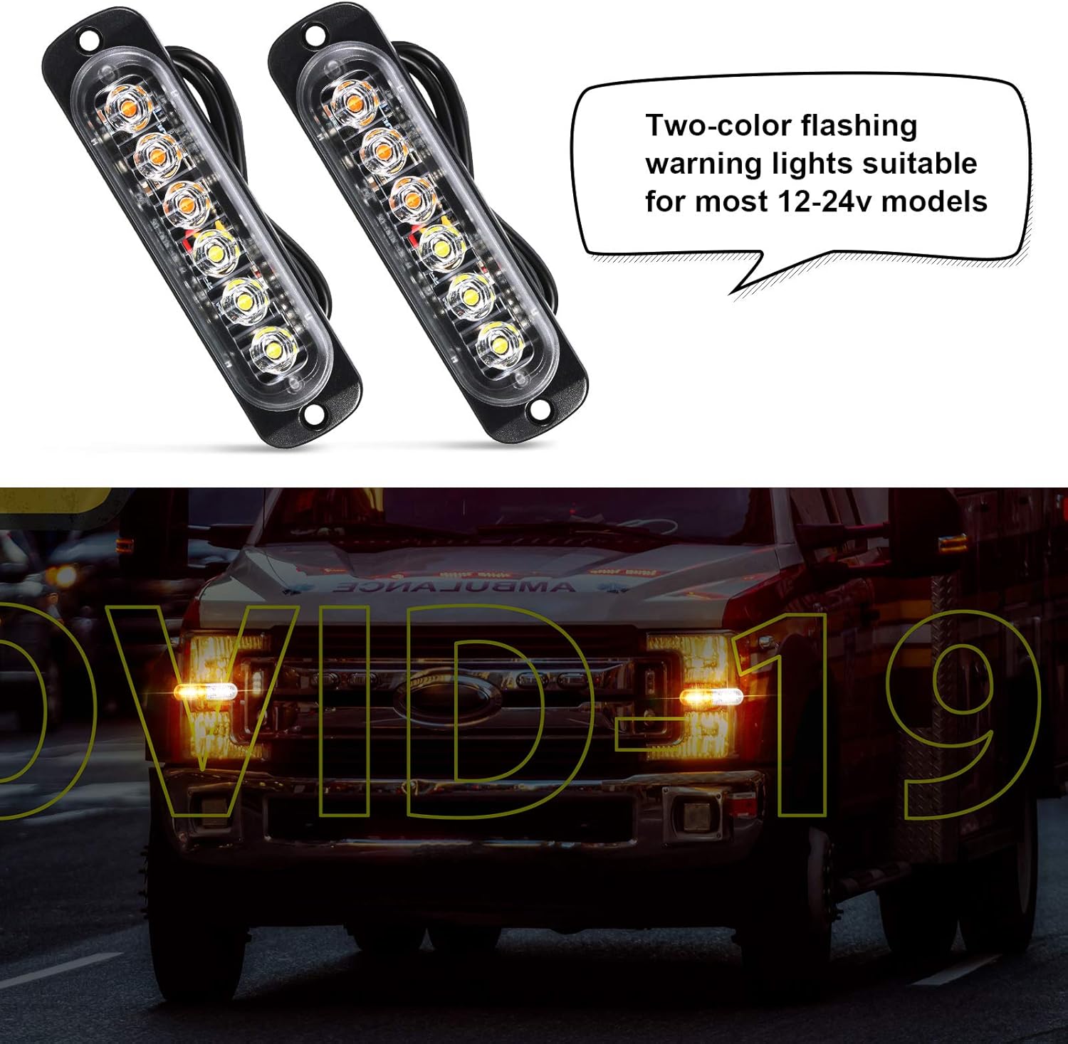 Frienda LED Amber Strobe Lights Vehicle Emergency Strobe Lights for Trucks LED Flashing Car Lights Windshield Lights Bars Hazard Shiny Mount Strobe Lights with Pads Screws for off Road Car (4 Pieces) : Automotive