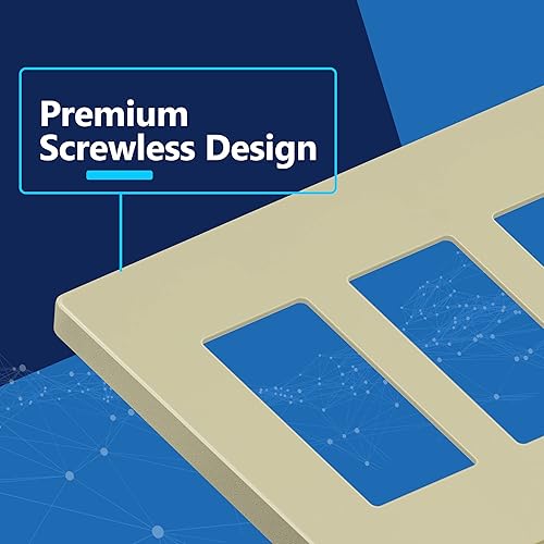 Miniatura 652 de LIDER - Cubierta decorativa de interruptor doble con acabado mate, placa de pared sin tornillos, tamaño mediano, 2 bandas, 4.88 x 4.92 pulgadas