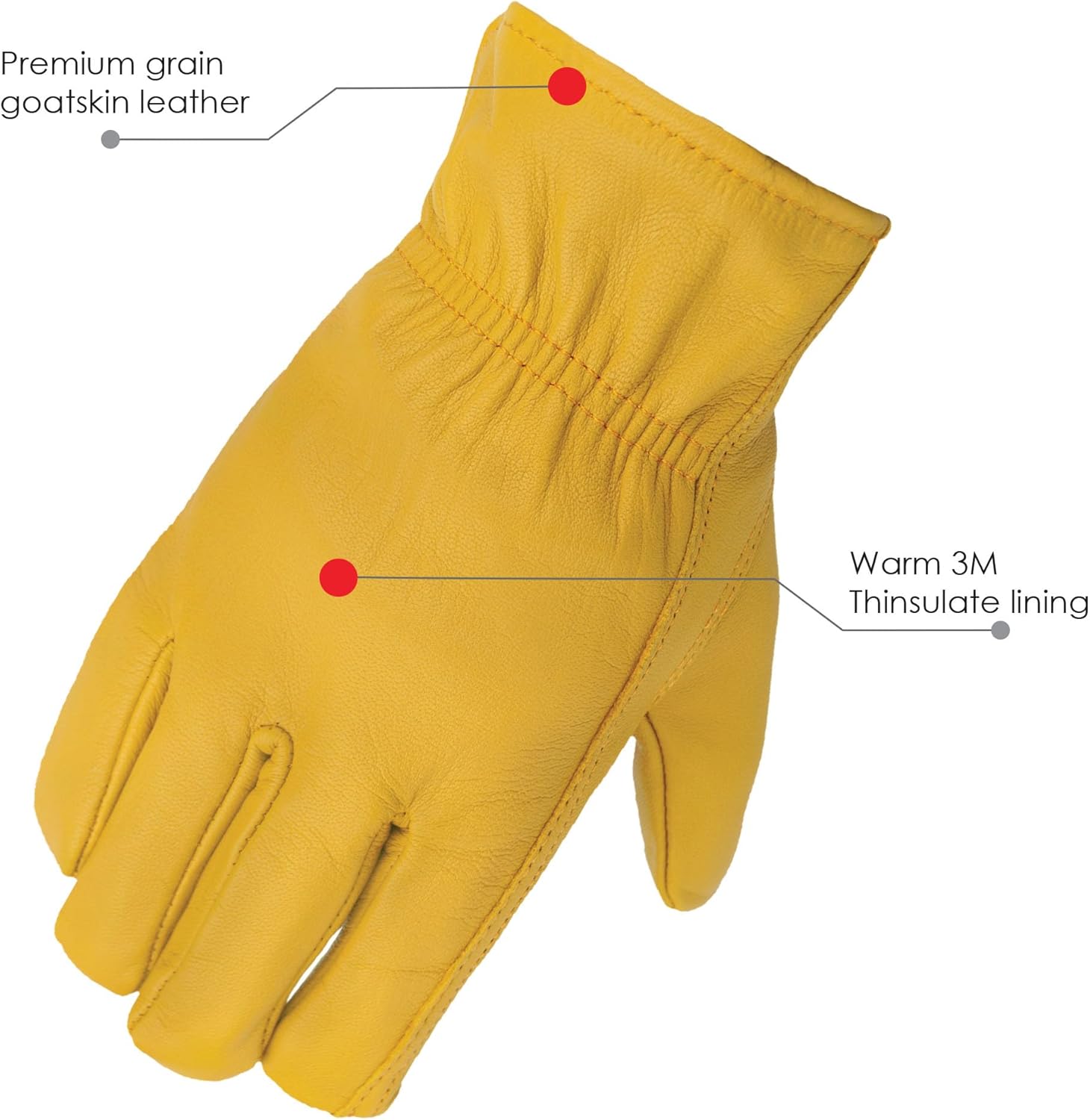 Winter Lined Premium Goatskin Leather Gloves Style 46 (1 Pair)