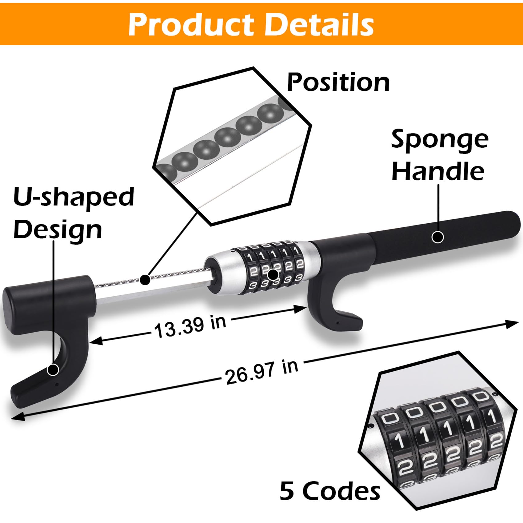 Turnart Steering Wheel Lock, Password Car Security Anti-Theft