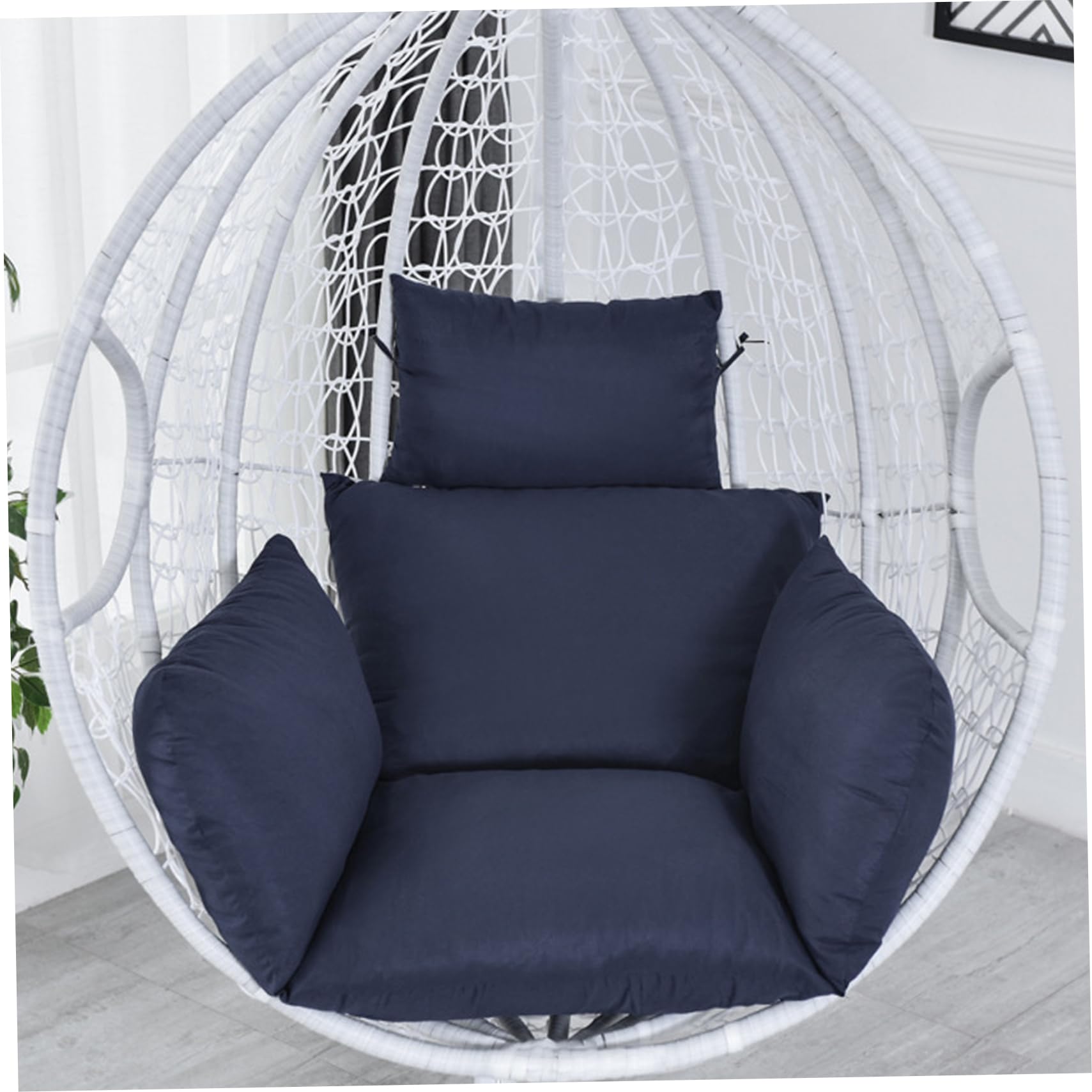 Stuhlkissenbezüge, 1 Set, farbecht, waschbar, Polyester-Kissenbezüge mit Reißverschluss und Bindeband für Hängesessel/Eierstuhl/Schaukelstuhl, dunkelblau, Hängesesselkissen, Eierstuhlkissen, Scha