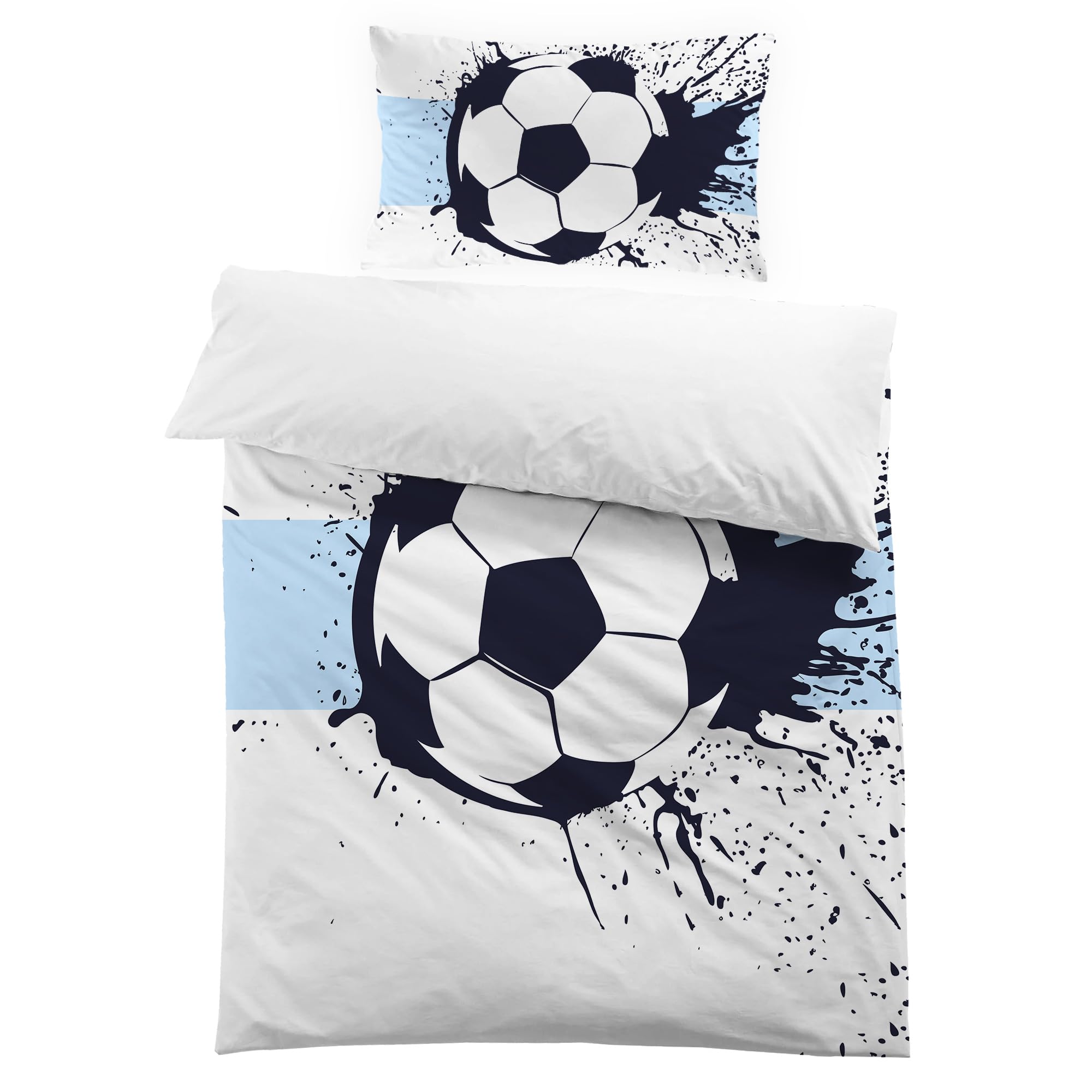 MUSOLEI Funda nórdica Fútbol Infantil para niños Funda de edredón Cama 90 Individual Juvenil 135x200cm Poliéster impresión 3D 1 Juego de Ropa de Cama 1 Funda de Almohada 50x75cm