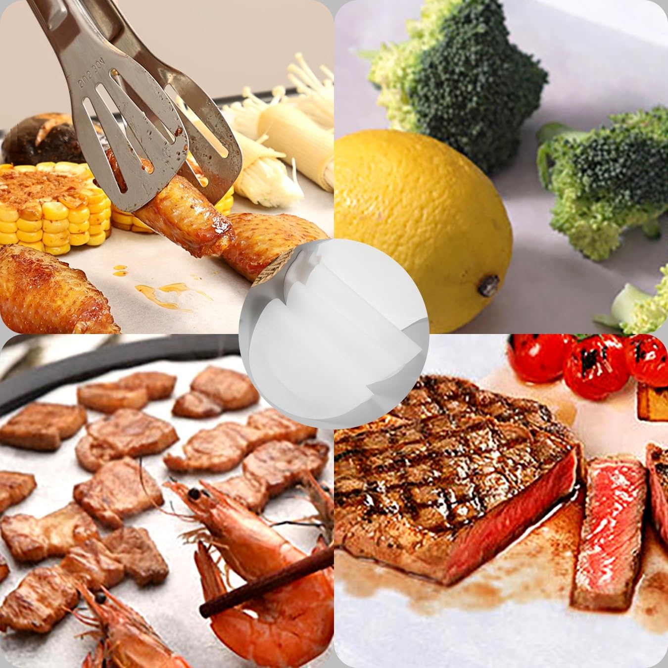 100 Stück rundes Backpapier, antihaftbeschichtet, fettdicht, Backpapier, Dampfgarer-Zinn-Einlagen, Luftfritteusen-Einsatz für Kuchen, Tortilla-Presse, Kekse, Grillen, Luftfritteuse