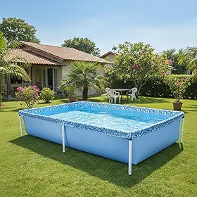 Piscina Infantil 1500 Litros Estrutura Metálica com Lona PVC Reforçada e Prática,Ideal para Crianças, Área Externa e Diversão no Verão