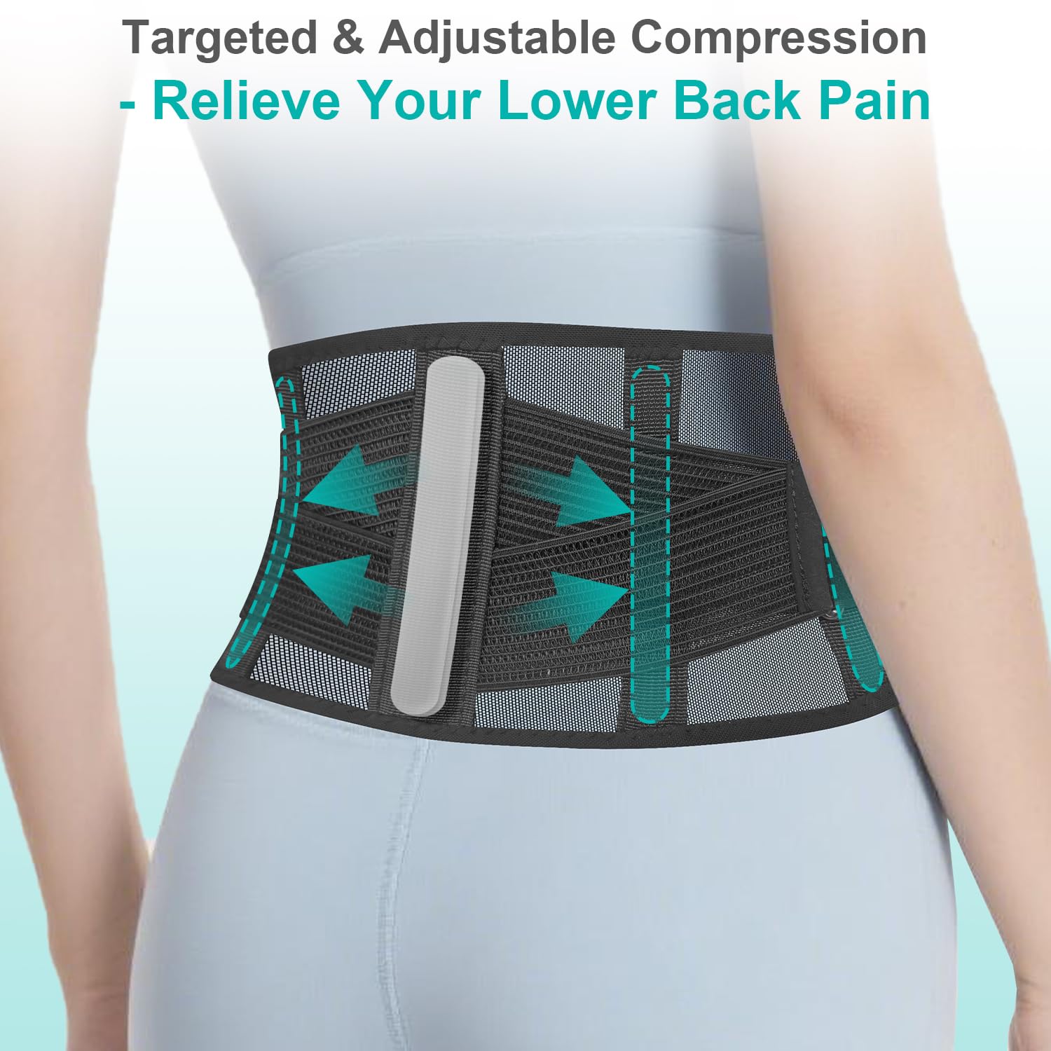 Ultra-Thin & Lightweight Back Brace for Lower Back Pain,Sciatica,Scoliosis,Slipped Disc- Breathable & Adjustable Back Brace Belt for Women and Men under clothes,Black. - Image 3