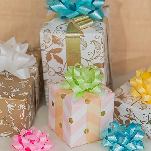 Vista 47 de WRAPAHOLIC Surtido de lazos de regalo azules (24 lazos) para cumpleaños, bodas, Navidad, baby shower, despedidas de soltera