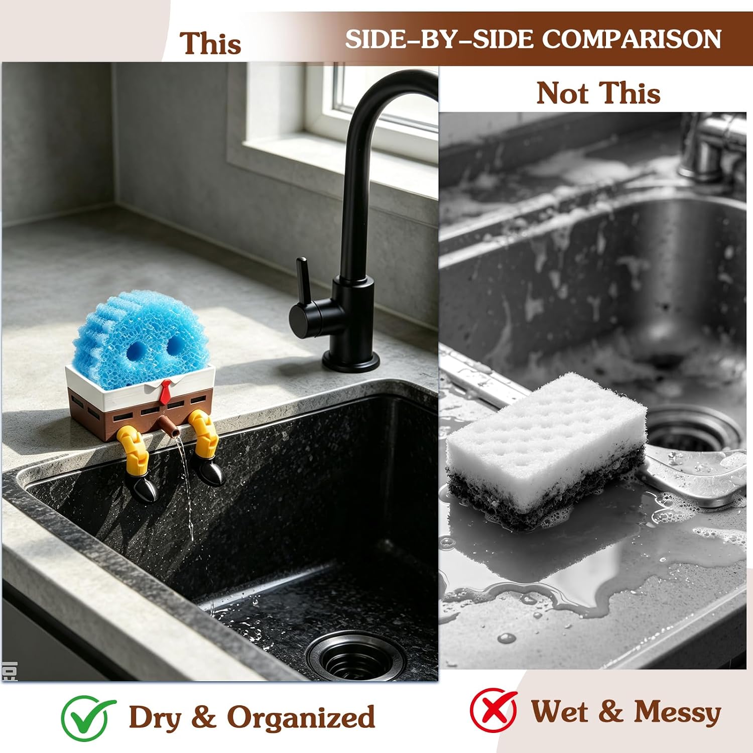 Sponge Holder for Kitchen Sink, 3D Printed Funny Holder for Scrub Daddy