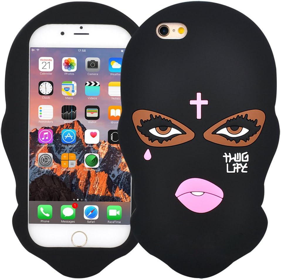 Goon Thug Life Big Eyes Woman Face 3D Cute Cartoon Masked Teared Girls Jesus Christian Cross Coque Soft Silicone Phone Case Cover (iPhone 6 Plus/ 6s Plus)
