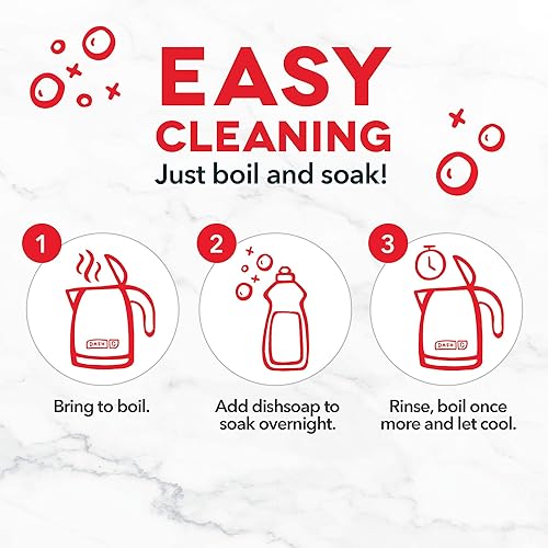 Miniatura 6 de DASH DEK001AQ - Hervidor eléctrico + calentador de agua con hervidor rápido, mango de tacto frío, jarra inalámbrica, boquilla sin goteo + apagado