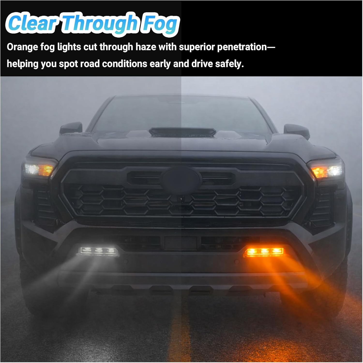 Fog Light Acrylic Lens Compatible with 2024-2026 Toyota Tacoma 4TH Gen Accessories, Clip in Front Fog Lamp Amber Translucent Lenses (Amber Lenses)