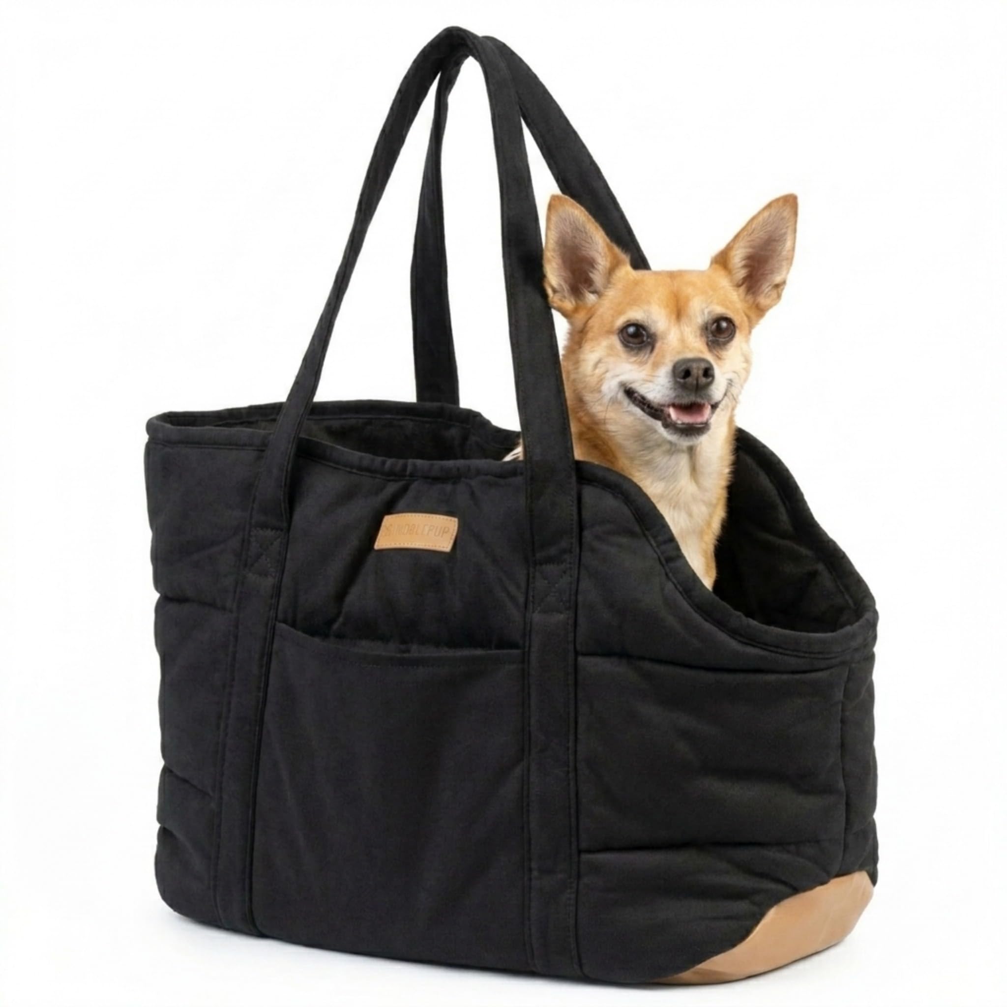 NoblePup Cozy Plush Dog Purse Carrier for Small Dogs - Dog Carrier Purse with Secure Harness Clip, Dog Tote Bag for Small Dogs and Puppies - Black 2.0 — image 1