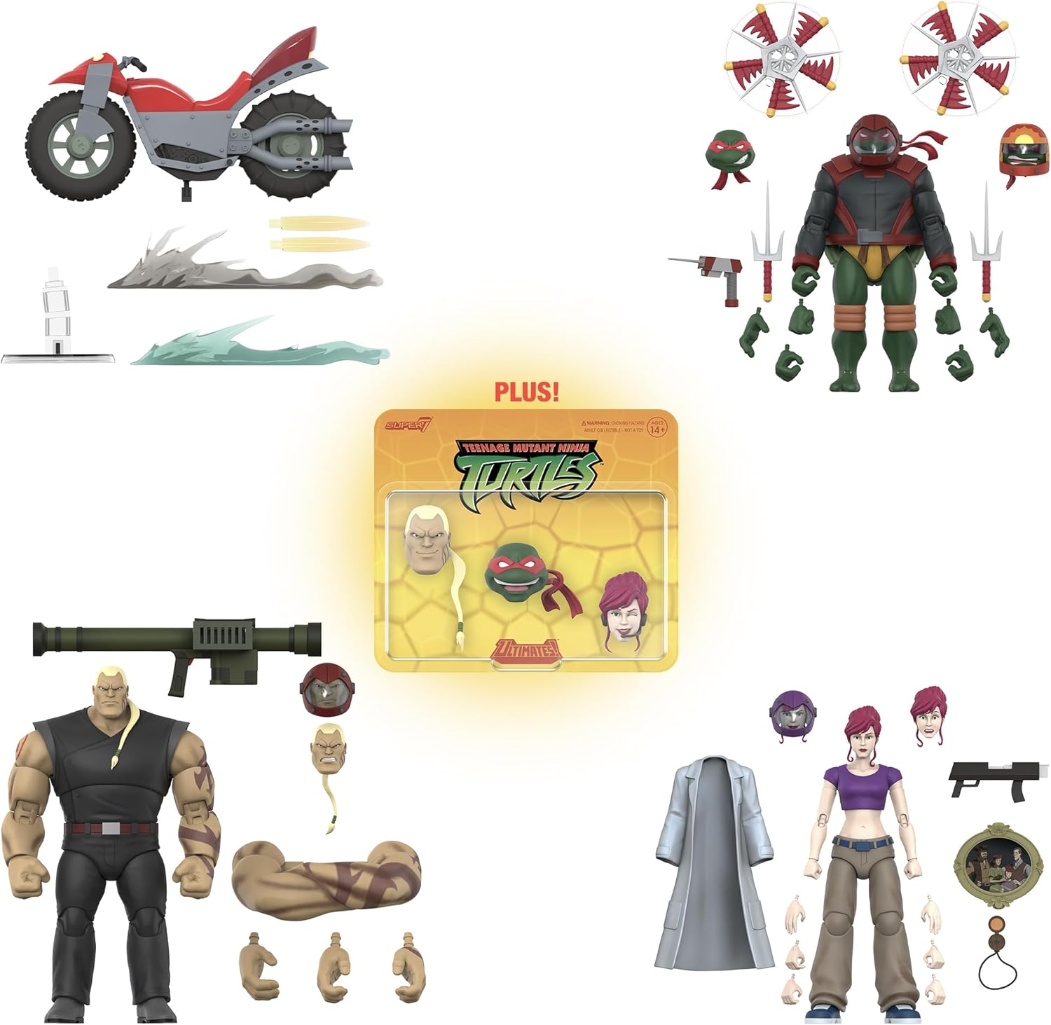 Super7 ULTIMATES! Teenage Mutant Ninja Turtles April O'Neil - 7" TMNT Action Figure with Accessories - Classic Cartoon Collectibles and Retro Toys