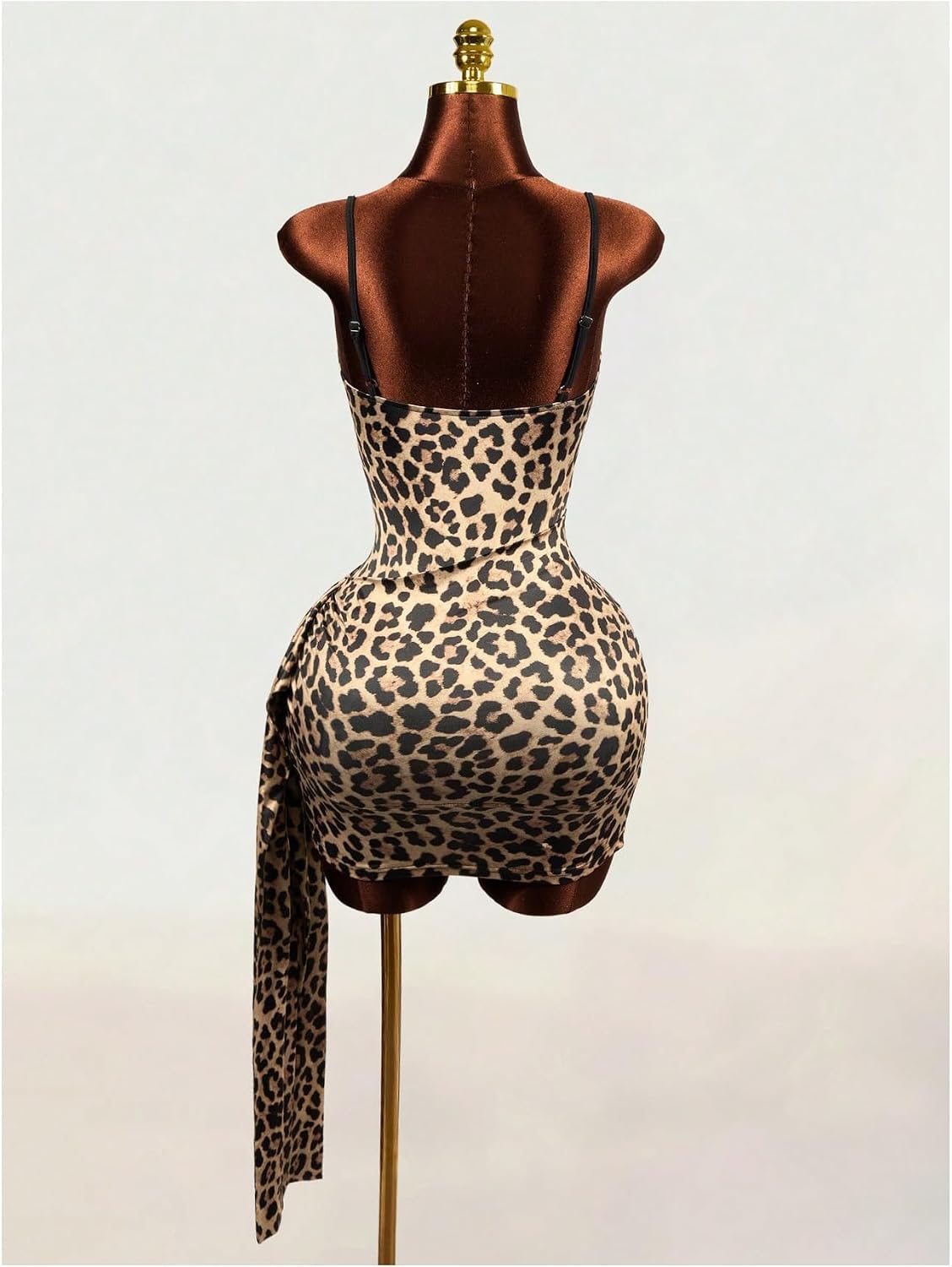 GORGLITTER Women's Lace Sheer Cheetah Leopard Print Corset Goth Mini Dress