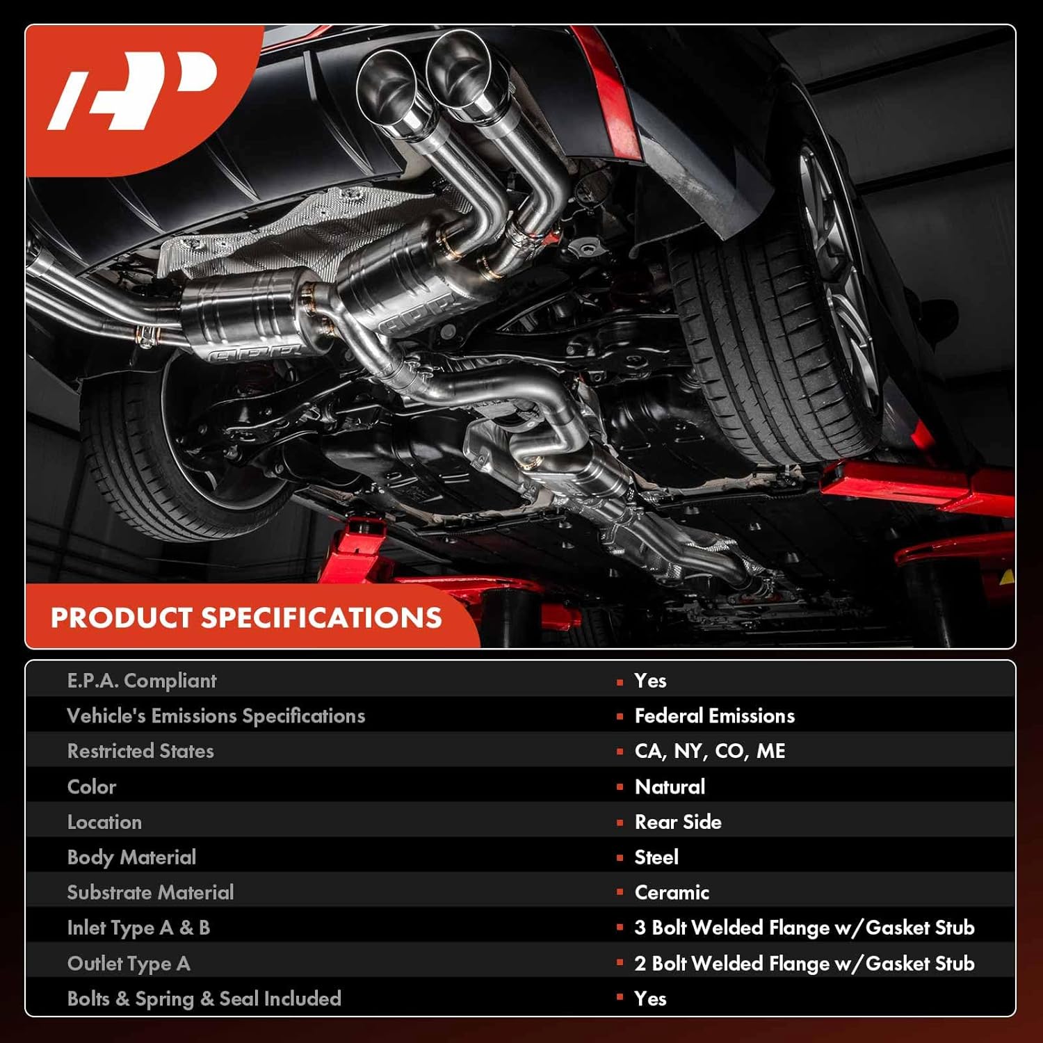 A-Premium Rear Catalytic Converter with Flex Pipe Direct-Fit Compatible with Nissan Pathfinder 2013-2020 & Infiniti QX60 2014-2020, JX35 2013, 3.5L, EPA Compliant