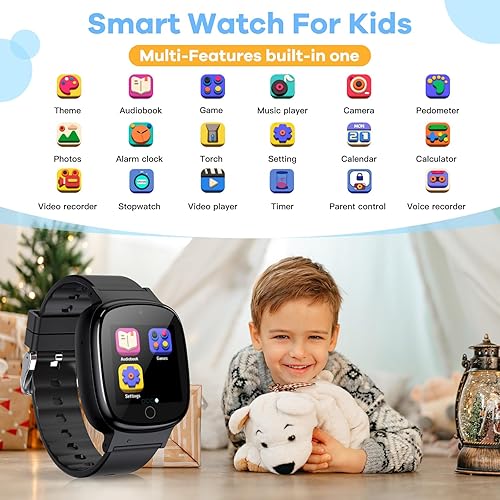 Miniatura 2 de Reloj inteligente para niños con 26 videojuegos, cámara selfie, reproductor de video, podómetro, cronómetro, reloj despertador, linterna, calendario