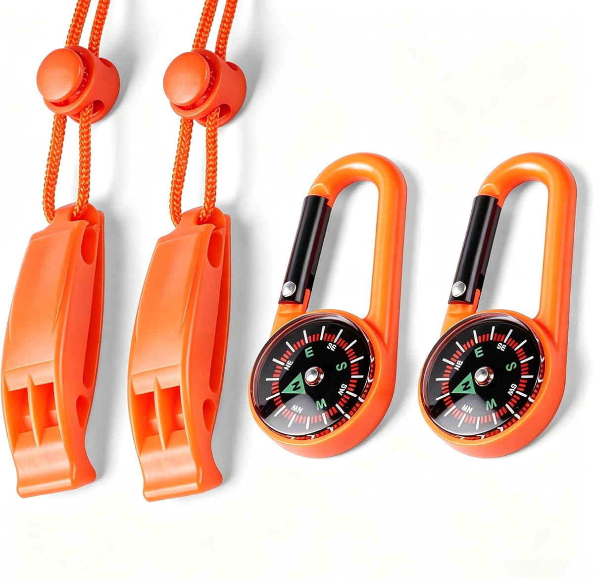 Paquete de 2 silbatos de seguridad de emergencia con cordones: silbato de supervivencia de alto decibelio para chalecos salvavidas, canotaje, kayak, senderismo, caza y rescate