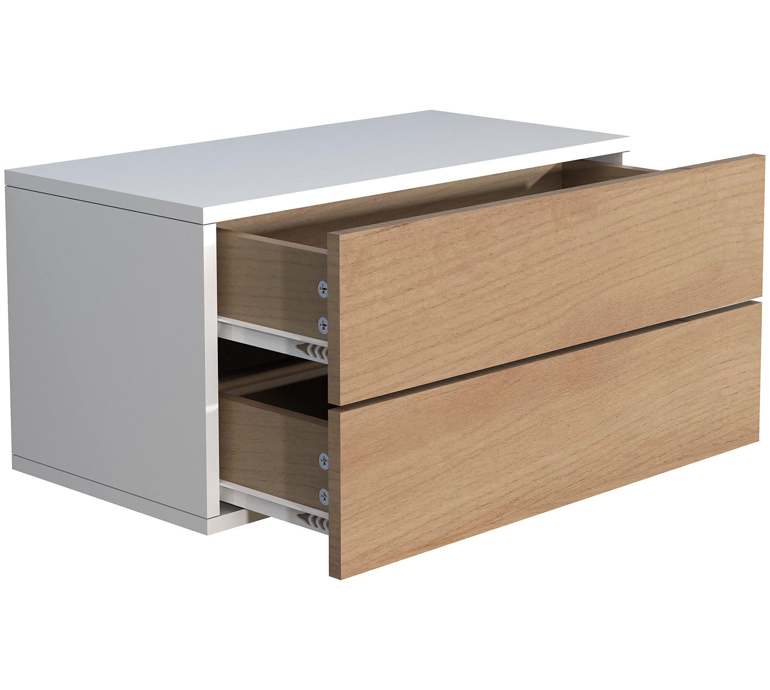 VCM Nachtschrank | Wandschublade | Wandboard | Nachttisch | Maße ca H. 30 x B. 60 x T. 32 cm - Usal L 60 cm Weiß/Honig-Eiche