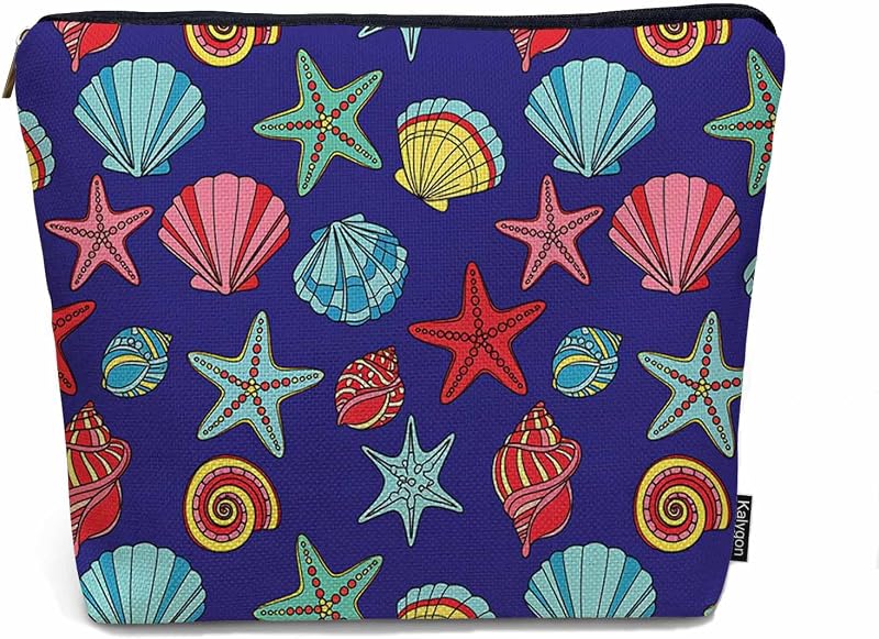 Necessaire Kalygon com estampa Sea Shells e zíper, 23 x 18 x 0,5 cm