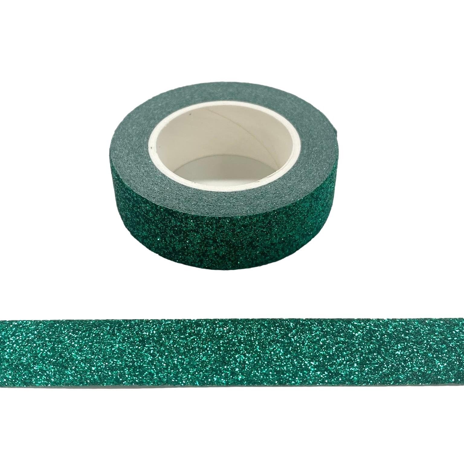 Syntego Green Glitter Washi Tape Decorative Masking Self Adhesive Stick On Sticky Glitter Trim (Green)
