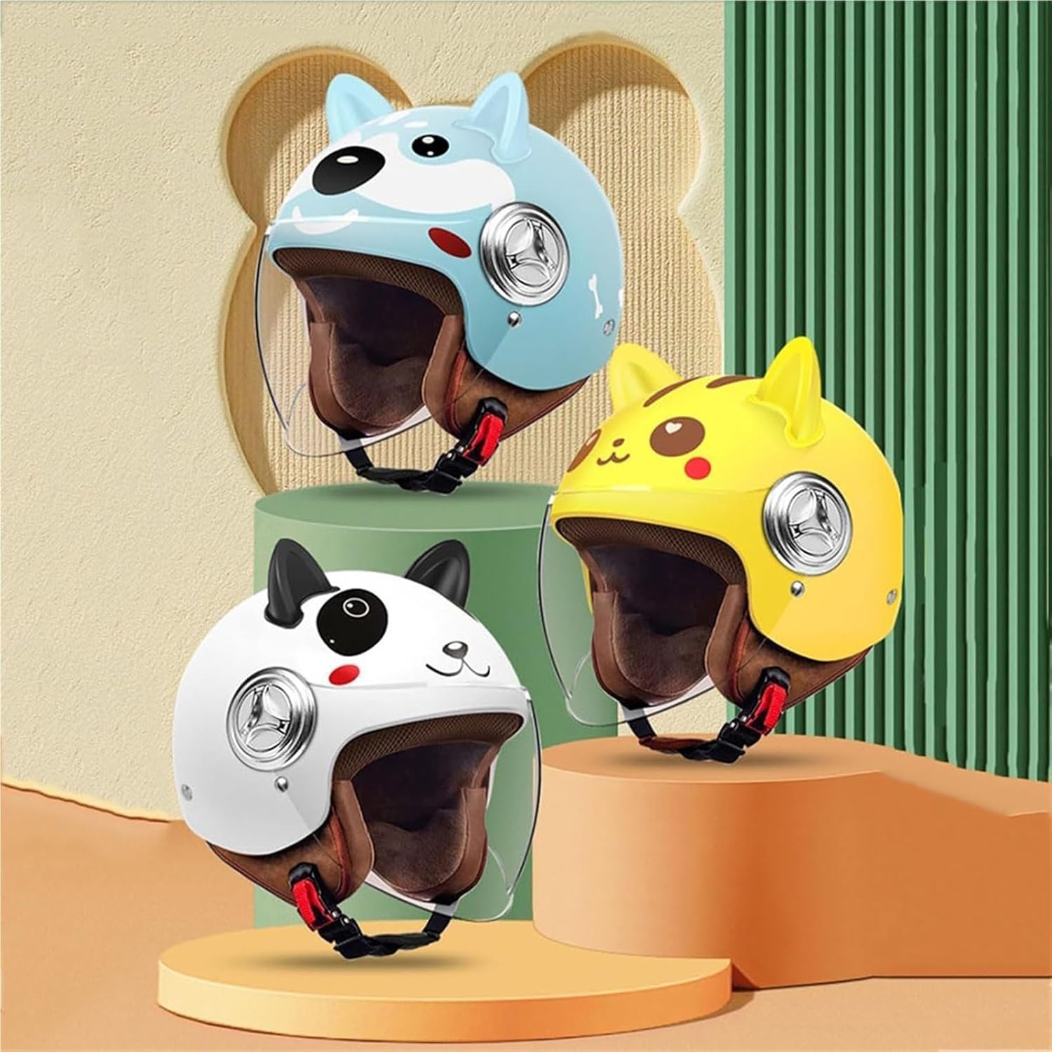 DOT Approved Kids Motorcycle 3/4 Half Helmet, Youth Boys Girls Children's Motorbike ATV Helmet, Retro Electric Scooter Moped Cap for Chopper Cruiser Jet