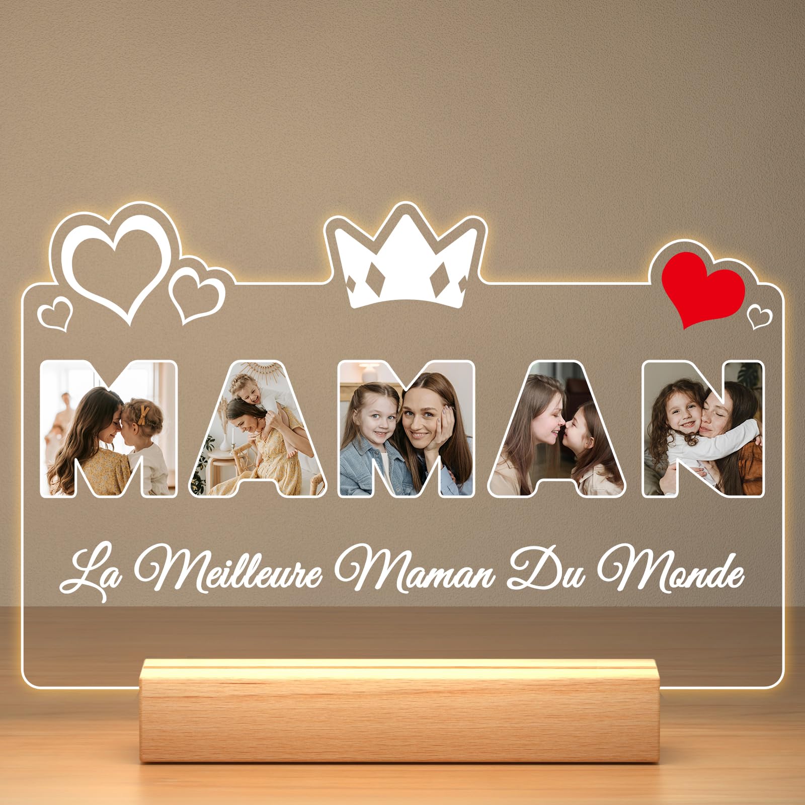 Cadre Photo DIY Maman & Papa En Bois – Kit Créatif Personnalisé Enfant – Cadeau Fête Des Mères Pères Noël