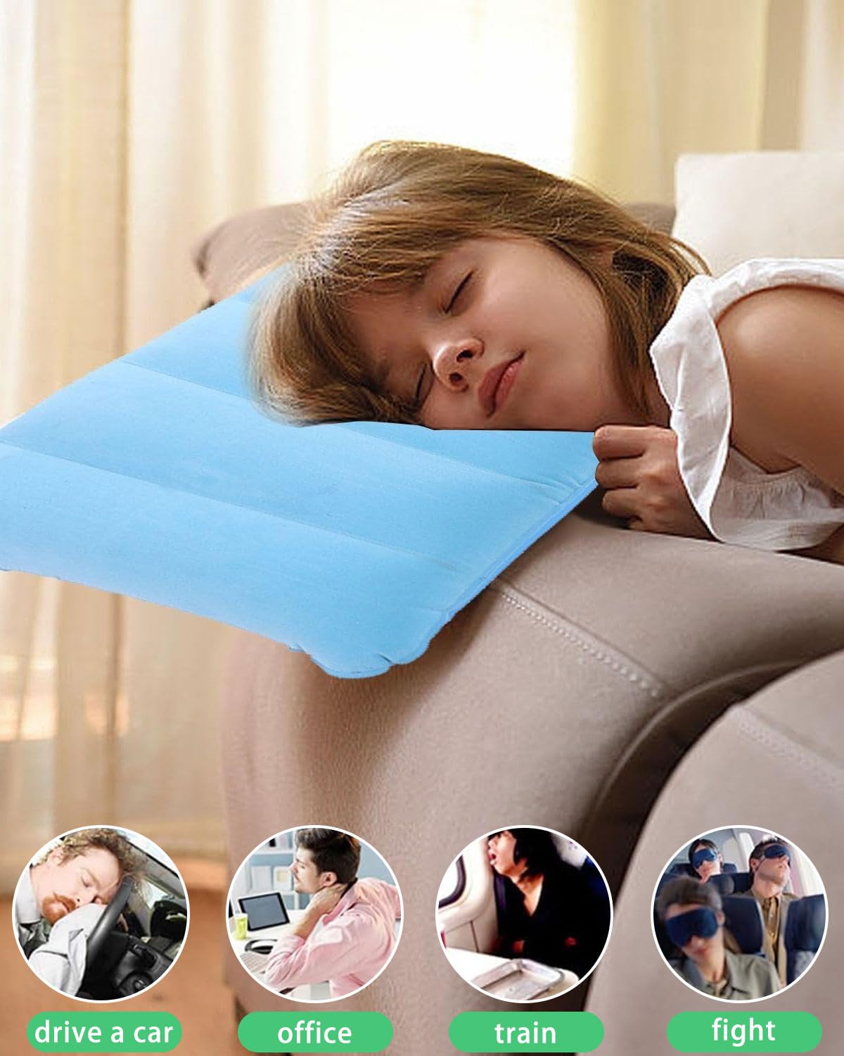 2PCS Cuscini Gonfiabili per Viaggio, Cuscini Gonfiabili Morbid Spiaggia Campeggio e Escursioni Pieghevole Cuscino da Esterno in Velluto per Dormire Cuscino Cuscino