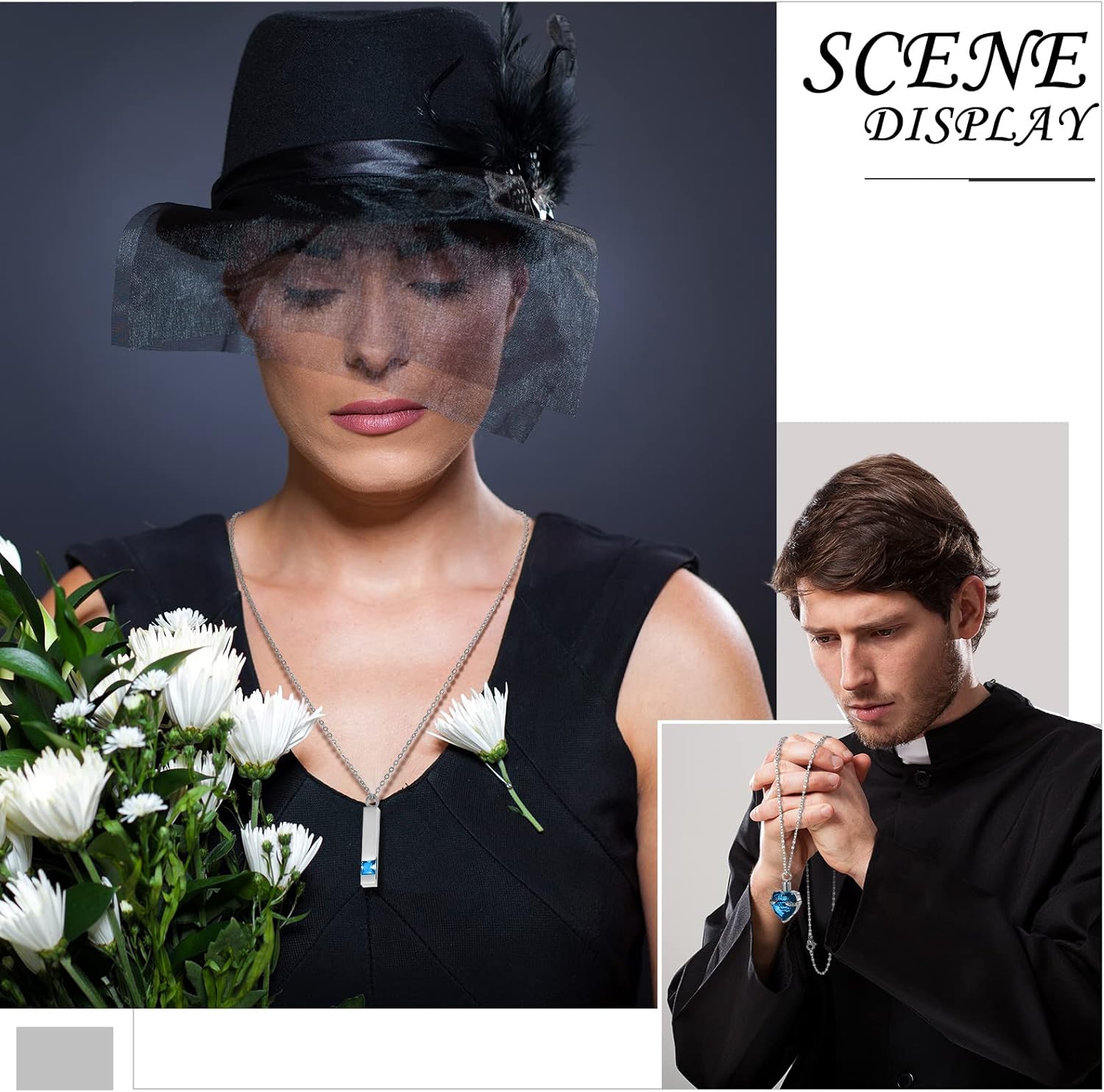 Fumete 8 Pieces Urn Necklace for Ashes Cremation Jewelry Ashes of Loved Ones Keepsake Urns Pendant Necklace for Women Men(Light Blue, Red) - Image 5