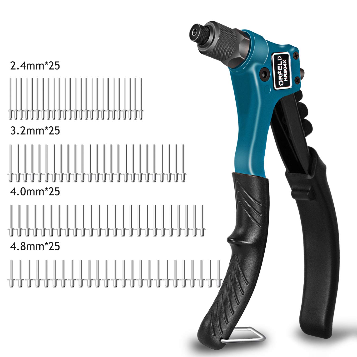 Buy ORFELD Rivet Gun, Single Hand Manual Rivet Gun Kit with 100 Pcs