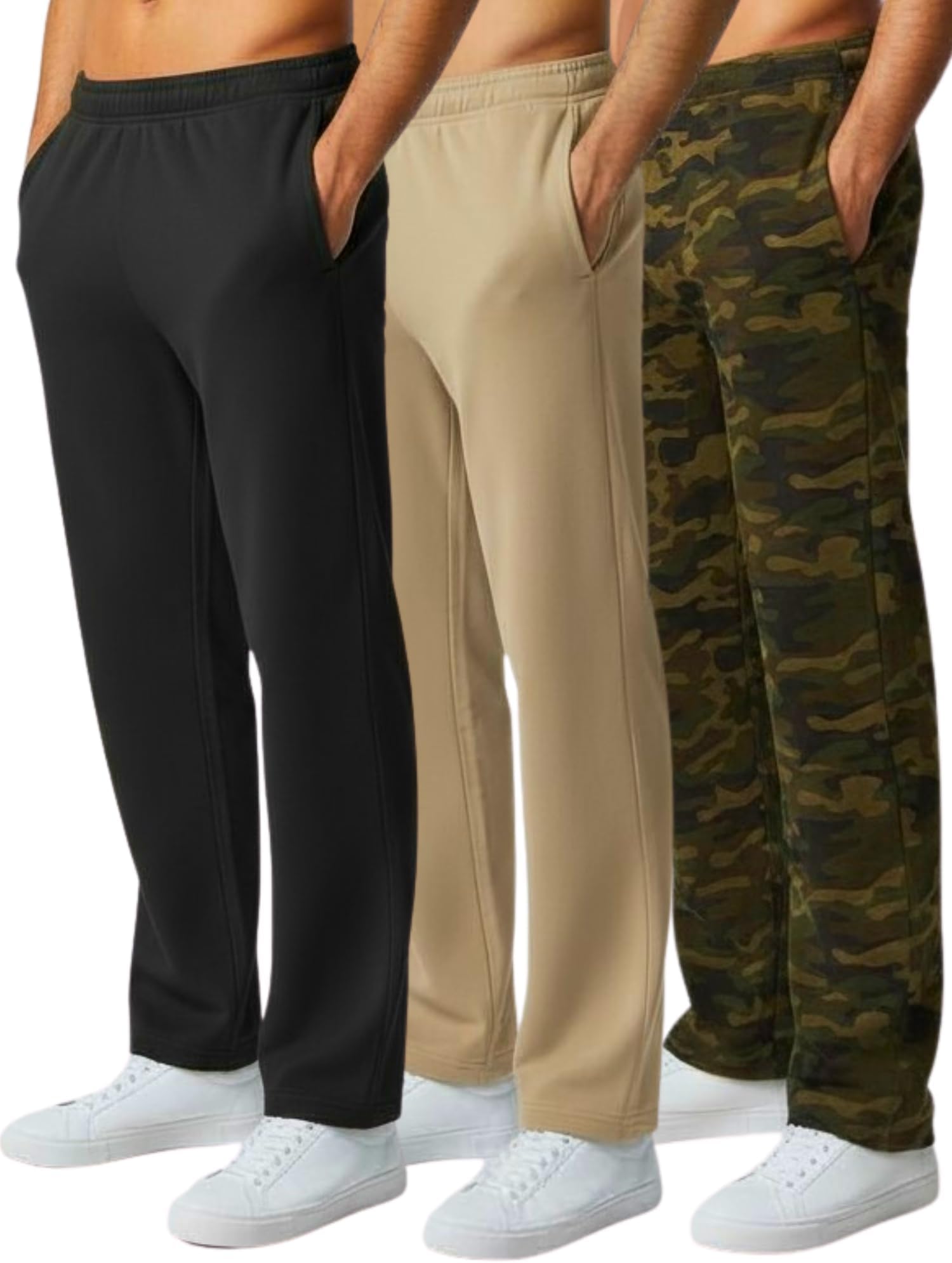 Ultra Performance 3 Pack Mens Sweatpants, Wide Leg Open Bottom Lounge Sweat Pants for Men