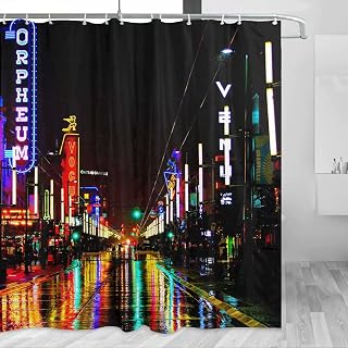 Canada Granville Street Vancouver Shower Curtain Travel Bathroom Decor Set with Hooks Polyester 72x72Inch(YL-00940)