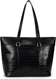 Fastrack Women Croco Core Laptop Tote,Faux Leather Shoulder Bag,Fits 15-Inch Laptop,Organised Office Bag With Zip Pockets,...