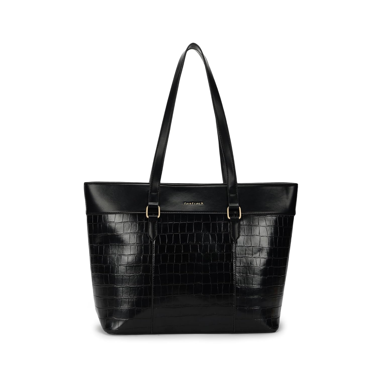 Fastrack Women Croco Core Laptop Tote,Faux Leather Shoulder Bag,Fits 15-Inch Laptop,Organised Office Bag With Zip Pockets,