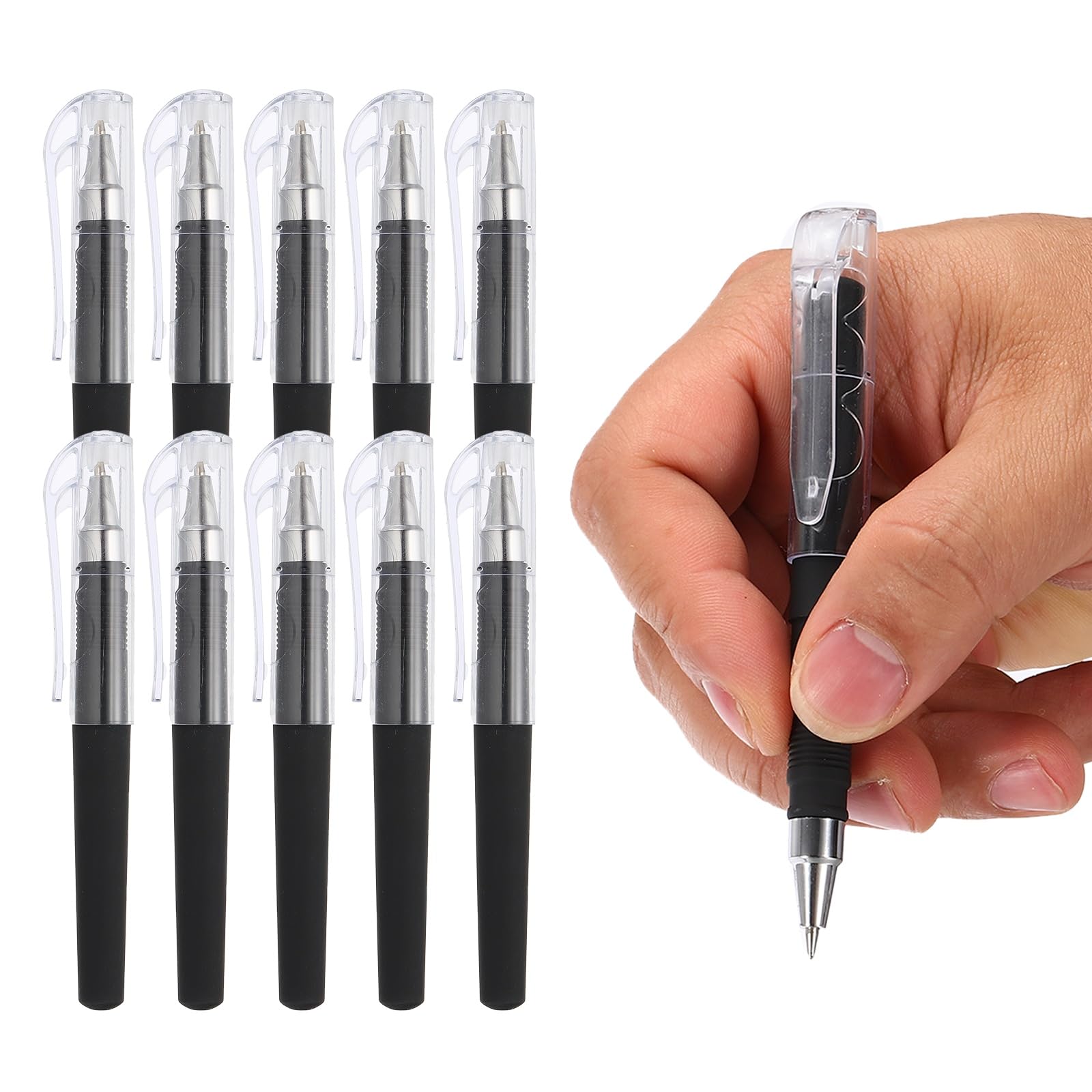 PATIKIL Bolígrafos De Gel Mini 0.5mm Bolígrafo De Negra Negro 10 Pcs|Bolsillo Tinta 4.1" Pequeño Corto Compacto Portátil Escritura Suave Secado Rápido Para Cuaderno Diario Clásico