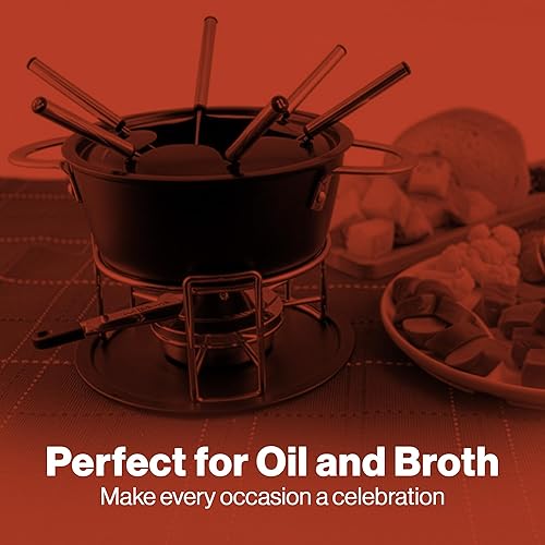 Miniatura 52 de Swissmar Summit - Juego de fondue de hierro fundido negro mate de 10 piezas, ideal para derretir queso, chocolate, mantequilla y más, perfecto