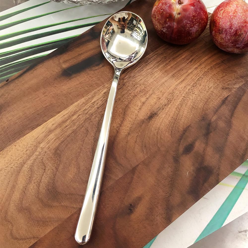 Siaiqiang Large Round Soup Spoons,4 pack Premium 18/8 Stainless Steel Korean Spoons with Long Handles,7.9''Long Tablespoon,Asian Soup Spoon Serves of coffee,desserts,salads(Silver)