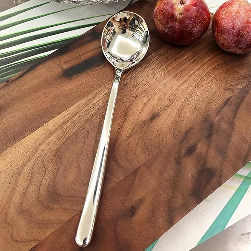 Miniatura 7 de Siaiqiang - Cucharas de sopa redondas grandes, paquete de 4 cucharas coreanas de acero inoxidable 188 de alta calidad con asas largas, cucharada de