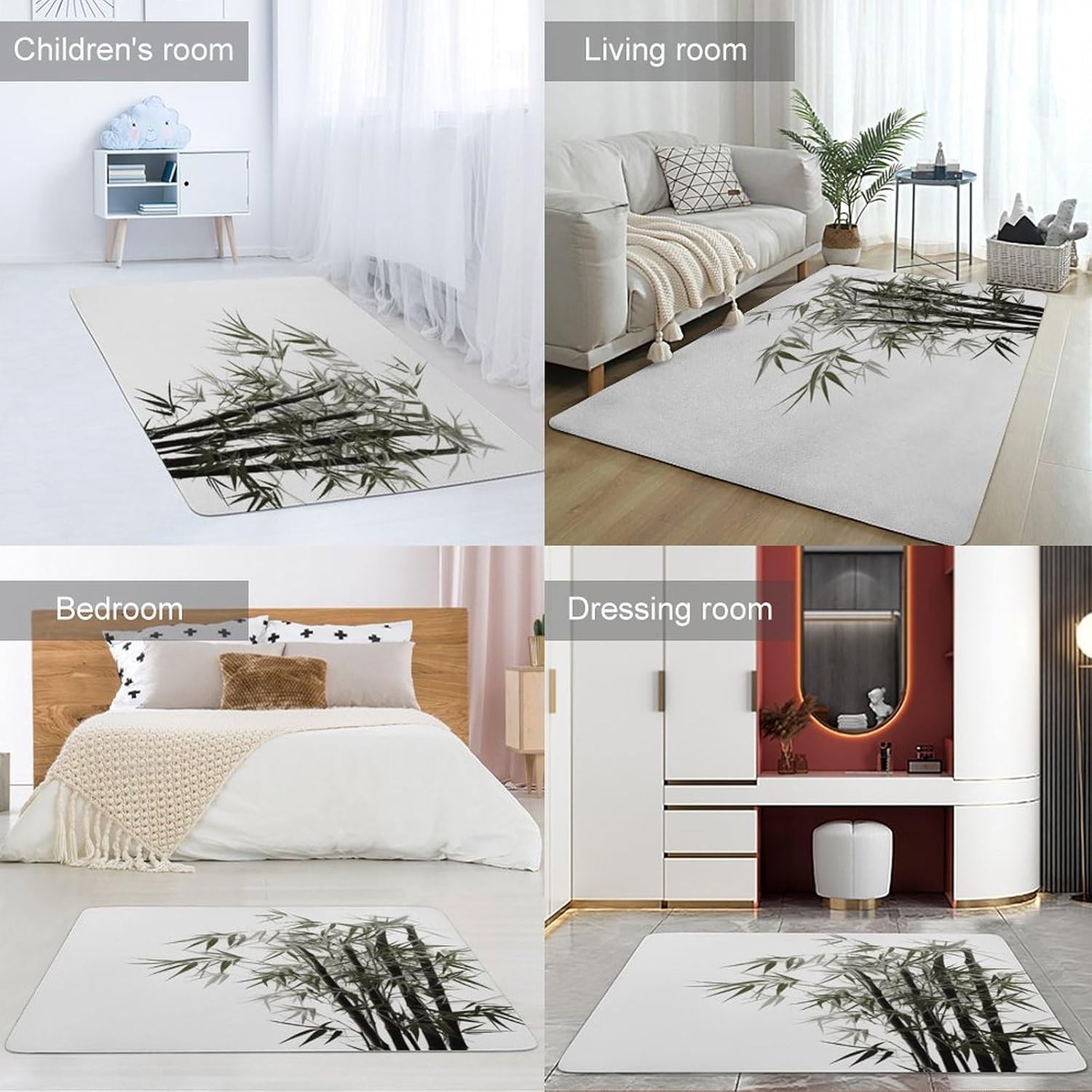 Asian Bamboo Carpet for Living Room,Washable Dining Room Non-Slip Under Table Rug 40“x60”Large Rugs Lndoor Home Decoration Stain Resistant Carpet for Bedroom