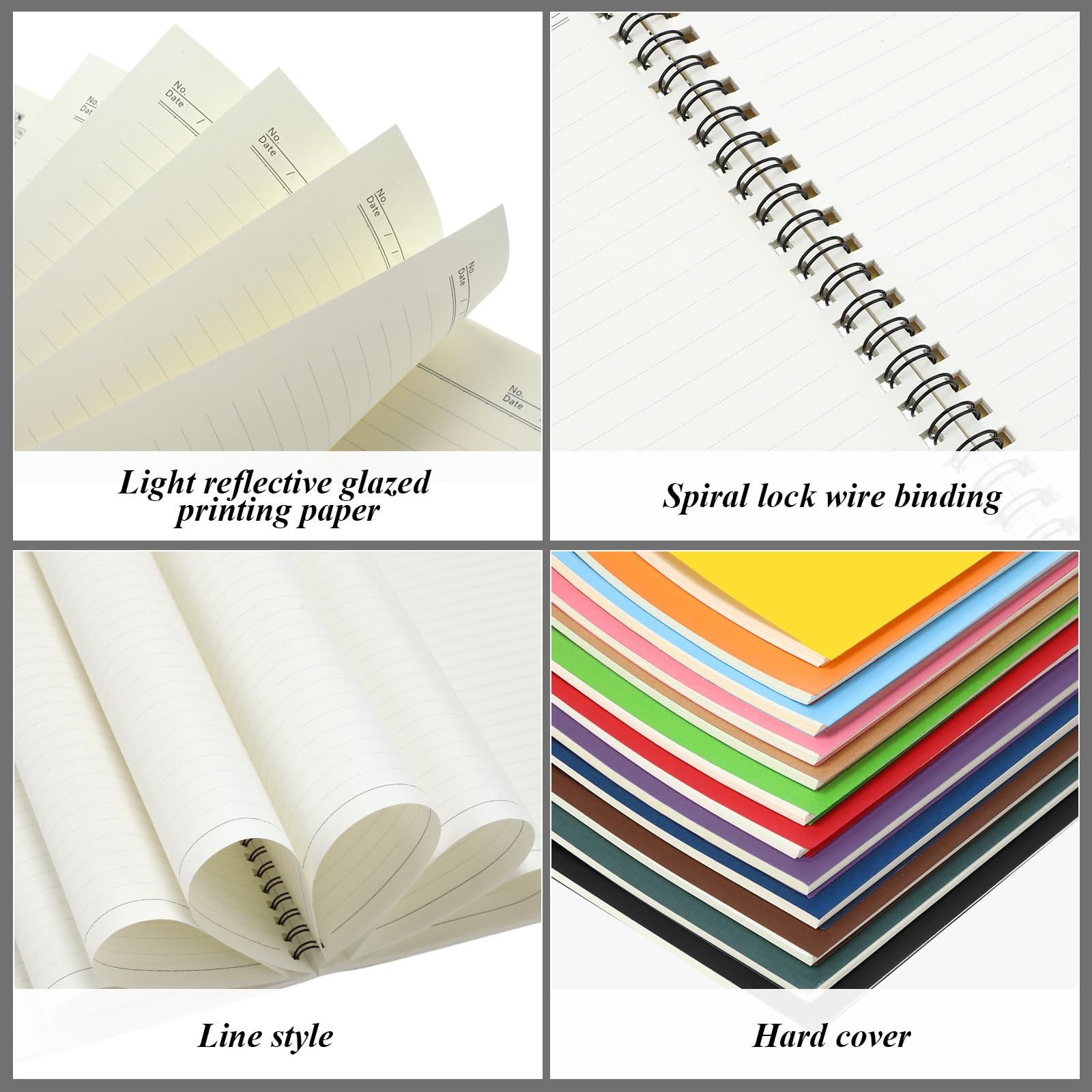 Leelosp 12 cuadernos pequeños en espiral rayados con espiral, cuaderno de rayas universitarias, cubierta de papel kraft, 120 páginas para el trabajo (multicolor, 8.5 x 11 pulgadas)
