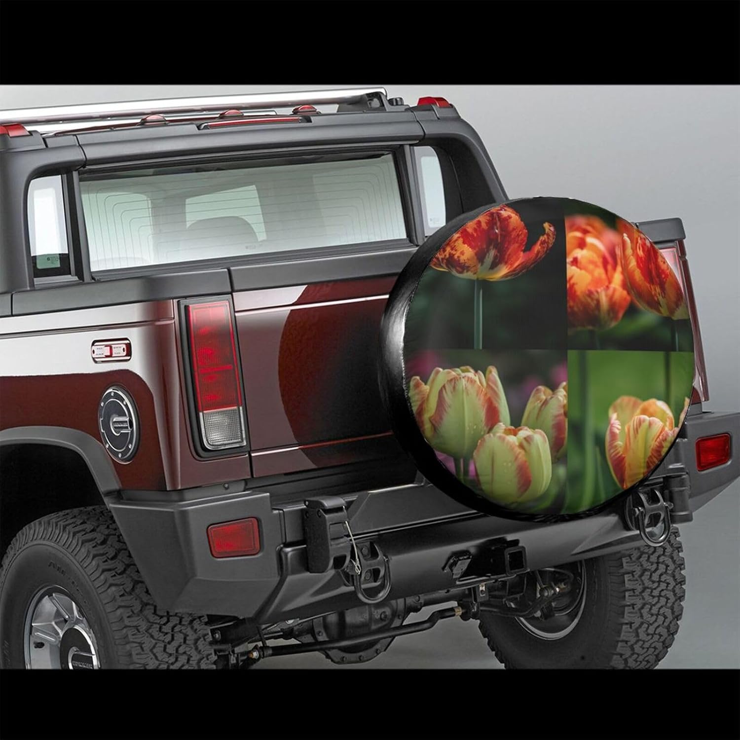 Spare Tire Cover 14 Inch, Waterproof Dust-Proof Universal Wheel Protectors Tulips in The Garden Camper Tire Cover Fit for Rv Trailer Truck SUV Travel Trailer Accessories image 2