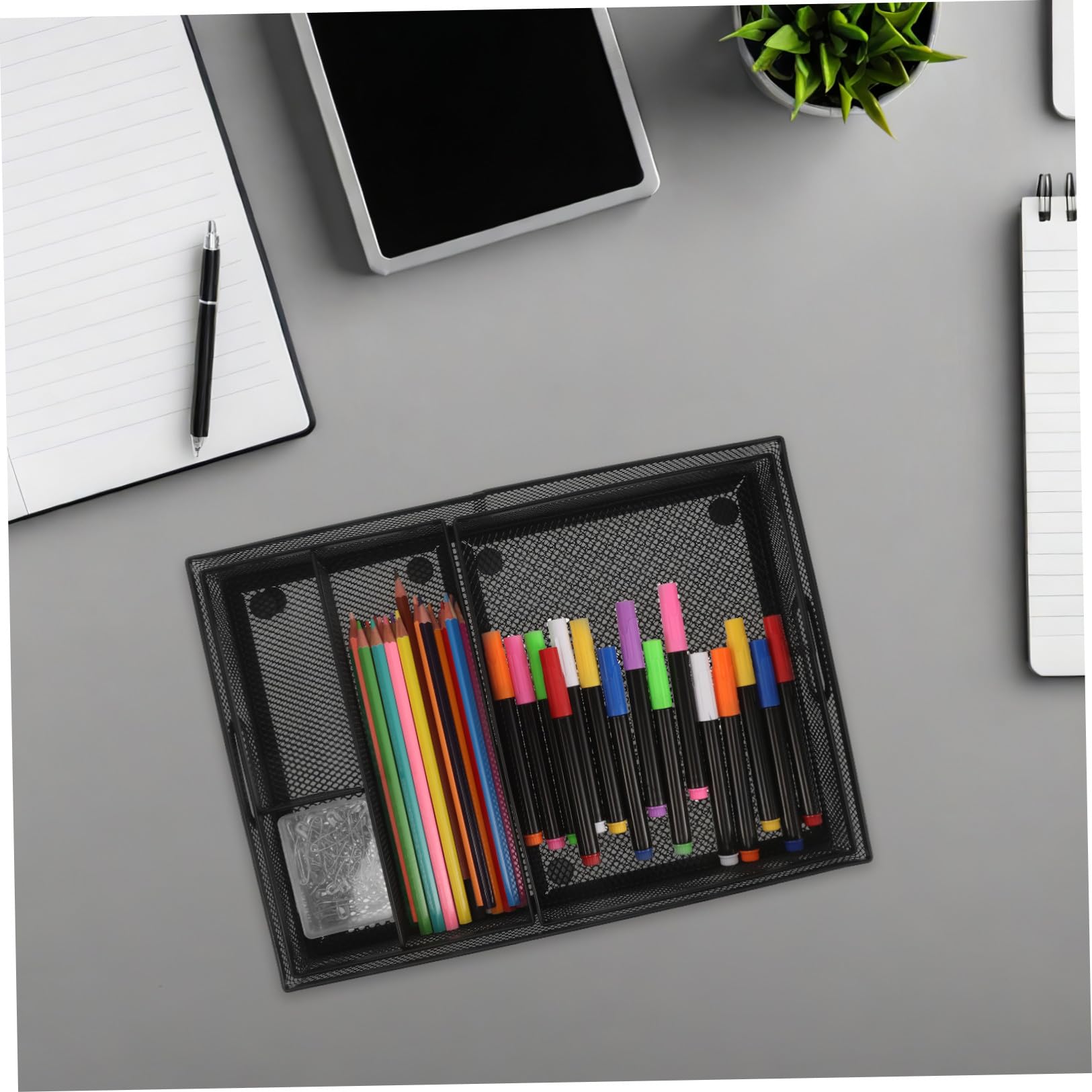 3 Pezzi Organizzatore da Scrivania in Rete con Scomparti per Documenti e Cancelleria Cassetto Porta Oggetti Multifunzione per Ufficio e Casa