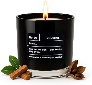 Lulu Candles | Santal | Luxury Scented Soy Jar Candle | Hand Poured in The USA | Highly Scented & Long Lasting (9 Oz.)