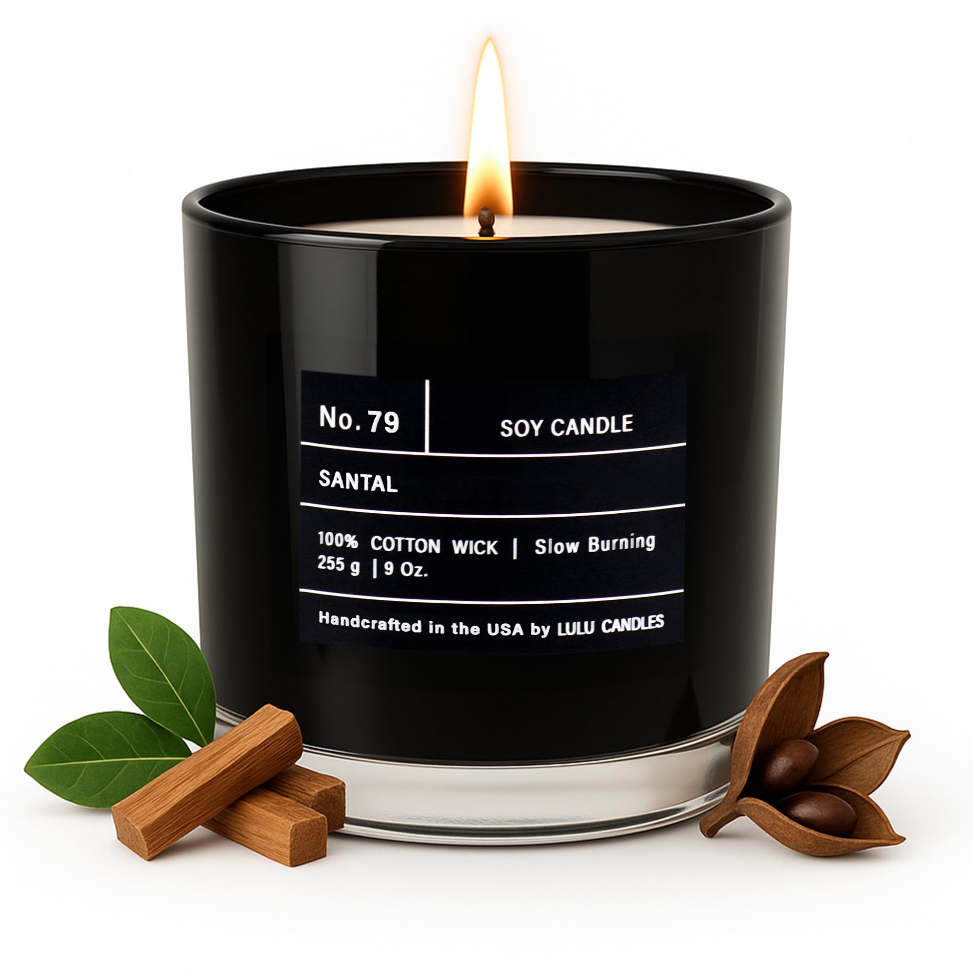 Lulu Candles | Santal | Luxury Scented Soy Jar Candle | Hand Poured in The USA | Highly Scented & Long Lasting (9 Oz.)