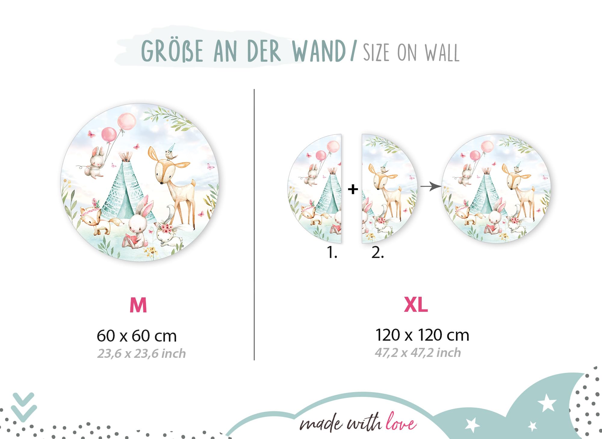 Little Deco DL638-4-XL Naklejka ścienna dekoracyjna - Tapeta do pokoju dziecięcego, chłopca, wzór zwierzęcy