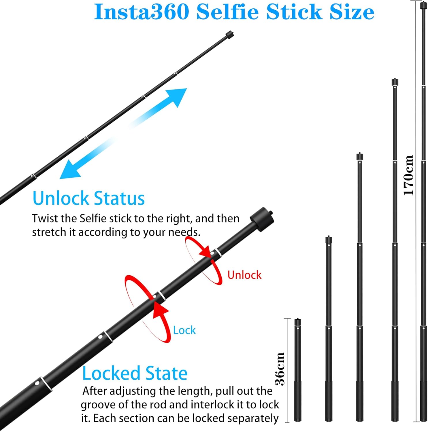 Taisioner Motorcycle Bike Handlebar Double clamp Mount and 67”Invisible Selfie Stick Insta 360 Motorcycle Mount Kit for X5/X4/X3/X2/XONE/GO2/3 Action Camera